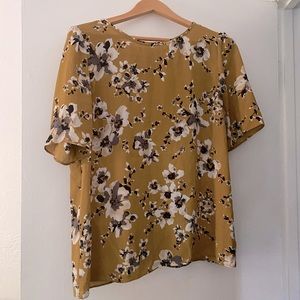 Ann Taylor Factory Short Sleeve Floral Print Blouse